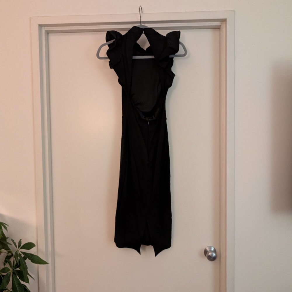 Black Backless Ruffle Bodycon Midi Dress Lulus Extra Small (XS) - Picture 4 of 11